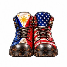 Filipino American Work Boot Decal Philippines Usa Flag Uv Dtf Sticker 3 Inch Filipino American Work Boot Decal Philippines Usa Flag Uv Dtf Sticker 3 Inch