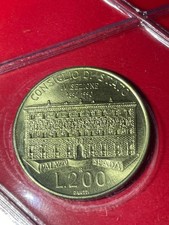 Italian Republic 200 Lire Coin Council of State 1990 BU