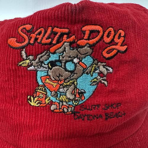 Vintage Salty Dog Daytona Beach Hat Red Corduroy Made In USA - Picture 2 of 12