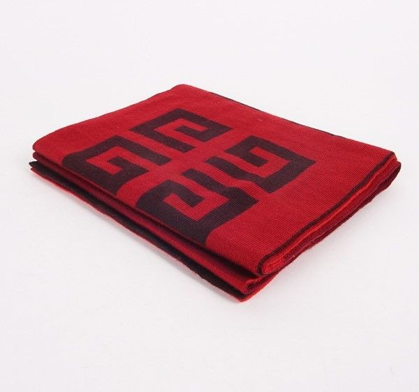 Givenchy Logo Pattern Red Wool Scarf 19429641 - image 1