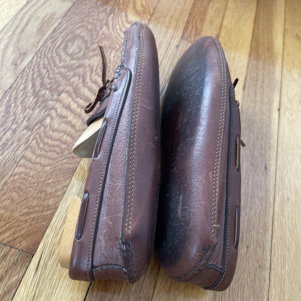 Orvis By Gokey Brown Leather Moccasin Style Slippers Men\'s 10 D Shearling Lined Gokey Foot Wear By ORVIS Moccasin Slippers Men main image 3