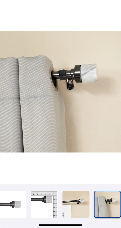 Origin 21 Adjustable Drapery Rod Set 24-48 Gunmetal Finish /Marble Finials - Image 2 of 4