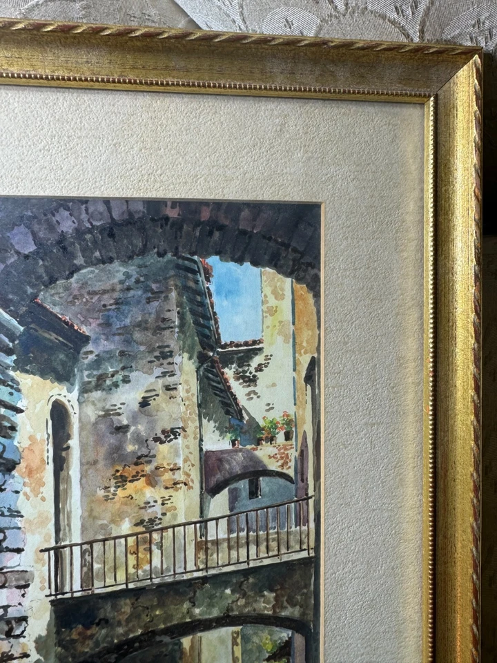 Vintage  Holly "Morcote" Watercolor Painting - Signed And Framed - Image 3 of 4