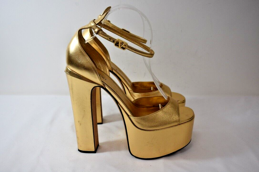 VALENTINO パンプス⭐️ゴールド VALENTINO Gold leather Platform Shoes Size 40 or 9 M On Sale rg | eBay
