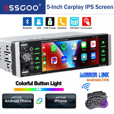 Single 1DIN Carplay/Android Auto 5" Car Stereo Radio Bluetooth IPS Touch Screen
