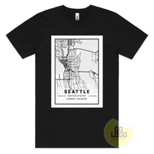 Travel T-Shirt SEATTLE WASHINGTON USA Map Tee Art Print Poster Souvenir Gift