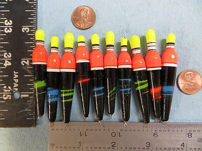 10 galleggianti da pesca in legno a coda lunga bobber boe