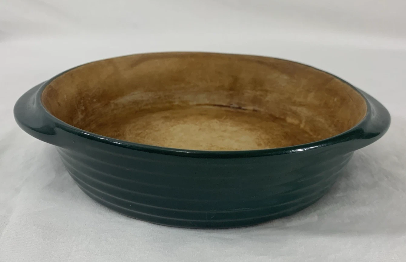 THE PAMPERED CHEF New Traditions Heritage Stoneware Hunter Green 8x2 Baking Dish