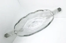 Vtg Heisey Clear Glass Colonial Panel Double Handled Dish Relish Pickle Candy