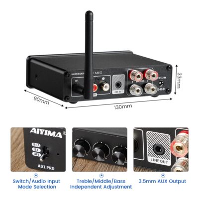 A01 Pro 100w X 2 Power Amplifier Bluetooth 5.1 Class D Amp Tpa3116