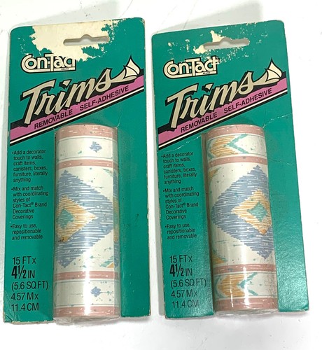 2 Vintage Contact Trims Removable Wallpaper Border Rolls NEW* 15’ X 4.5” Prop - Picture 2 of 4