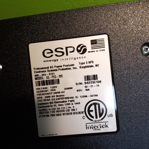 ESP Next Gen Surge protector 120v 20a XG-PCS-20D AC Power Line Filter 20 amp - Photo 4/4