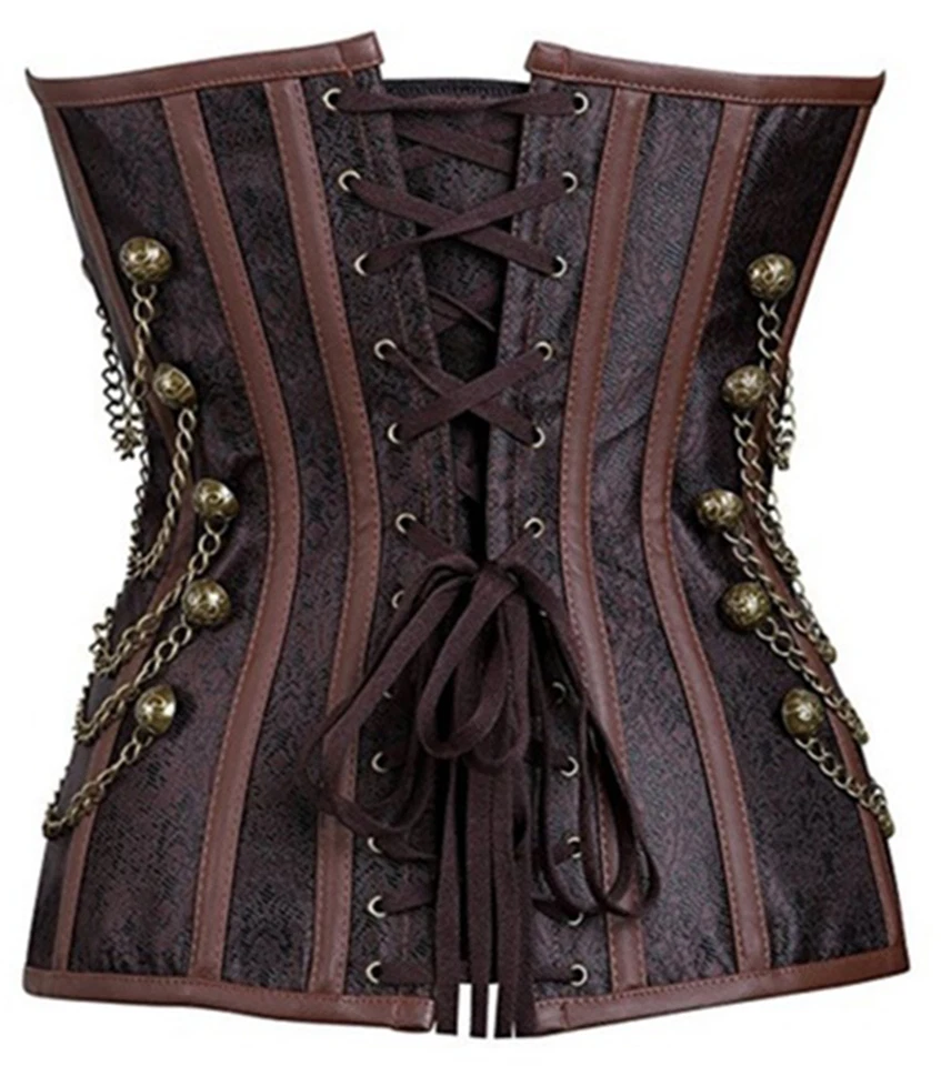 Corsage sexy Piraten Korsett schwarz Haken Kostüm Karneval Gothic Qualität Organ - Bild 4 von 4