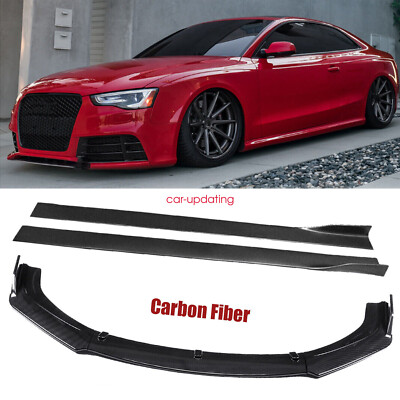 For Audi S3 S4 A4 A5 Front Bumper Lip Splitter Side Skirt Carbon Fiber Body Kit