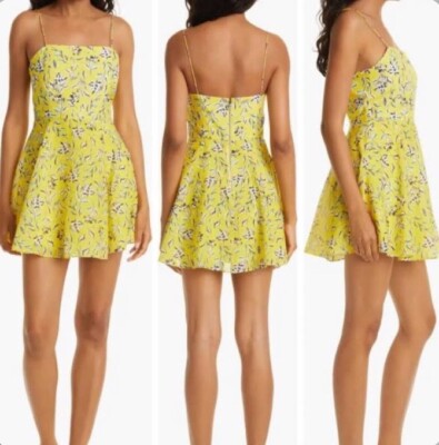Alice + Olivia Glinda Spaghetti Strap Mini Dress Fit + Flare Yellow Floral Sz 2 | eBay Alice + Olivia Glinda Spaghetti Strap Mini Dress Fit + Flare Yellow Floral Sz 2 | eBay