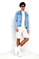 GUESS M3GD27 D4Z71 RODEO SHORT PANTALONCINI UOMO ZIP P7HX BLUE STENCIL LEAF