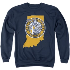 Marian University Adult Crewneck Sweatshirt State Shape, Navy, S-3XL