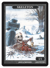 Ficha de esqueleto 1/1 por el artista mágico Jeff A. Menges Magic The Gathering Magic Token Givemana