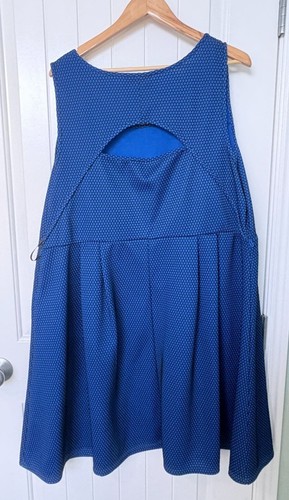 Lane Bryant Womens Blue Dress Size 26 Fishnet Flare Skater Rockabilly Textured - Picture 2 of 9