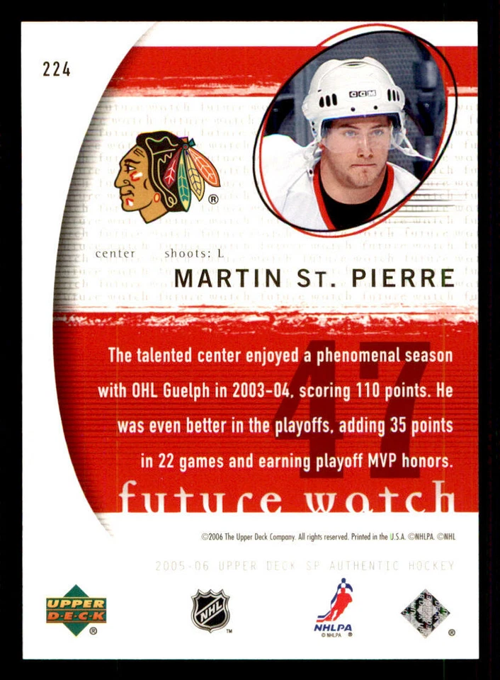 2005-06 SP Authentic #224 Martin St. Pierre RC /1999 (ref 240252) - Image 2 of 2