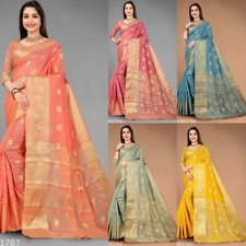 Women's Chanderi Silk saree with Running Blouse Piece