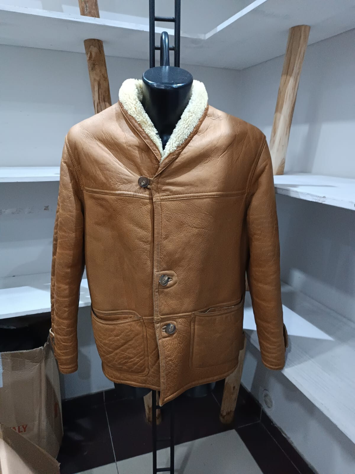 Shearling Sheepskin Used Pre-owned Man Size 50 Brown XYR332L