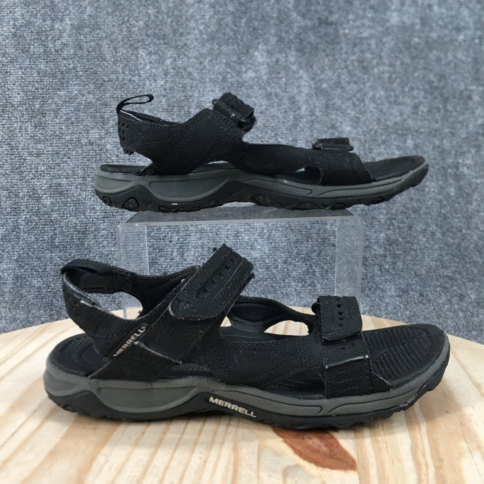 Merrell Sandals Mens 8 Terrapin Sport Strappy Black Hook & Loop Open Toe J38867