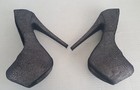 SHOE REPUBLICA LA PLATFORM HEELS Sz 10 7" *HOT* 2.5" GRAY / BLACK — photo 2