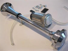 Trumpet Air Horn Kit 12V Semi Boat 125 DB 15" CHROME Metal w Compressor
