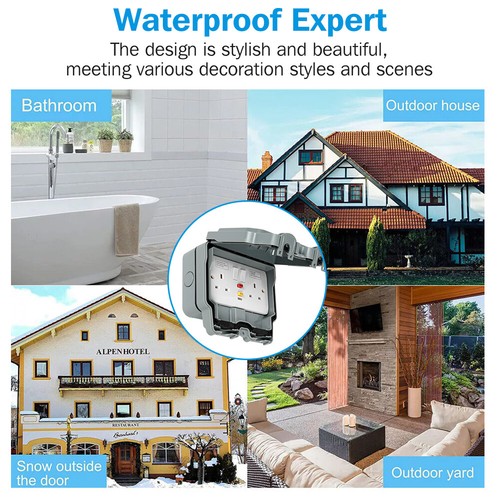Outdoor Socket Weatherproof Storm Double Switched Rcd Socket 13 Amp 2 Gang Ip66 - Picture 4 of 10