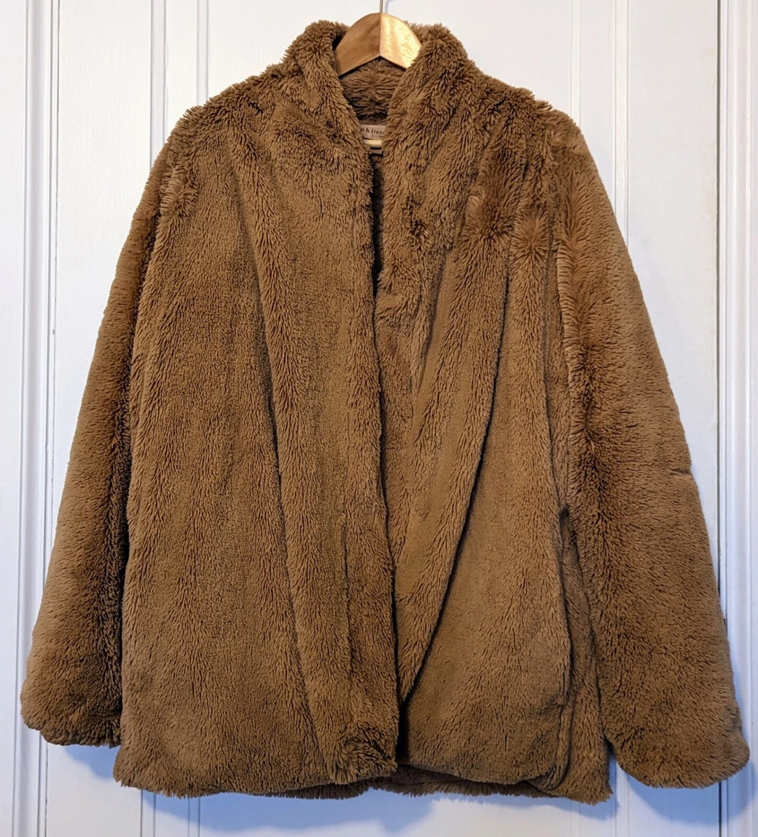 Philosophy Faux Fur Teddy Bear Jacket Women's Beige Tan Size XL Sherpa Lined  | eBay