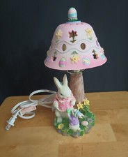 Vintage Hand Painted Resin Easter Bunny Lamp Easter Eggs Holiday 13"