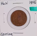 1846 Republic of Haiti 1 Centime Coin