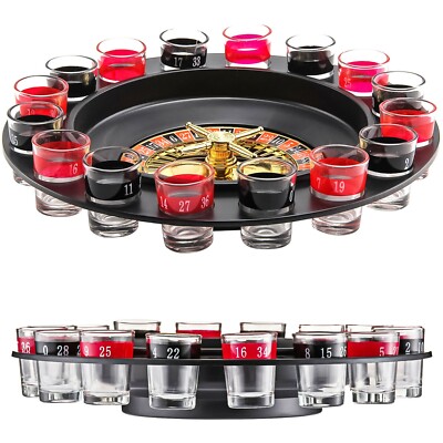 Casino Party Gläser Spiel Spin & Shot Roulette Rad Trinkset für Erwachsene 18+
