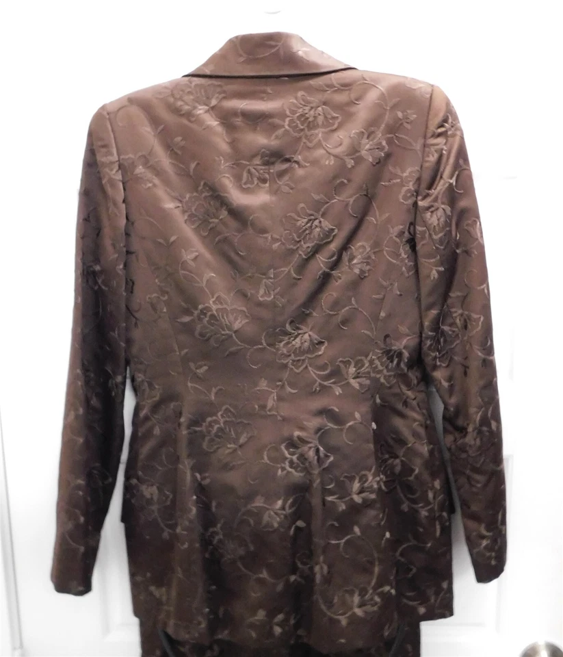 Oscar de la Renta EE. UU. Marrón Brocado Mezcla Seda Falda Traje Talla 6 Foto 3 de 4