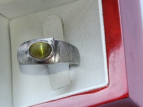 SCHWERER PLATIN RING NATUR KATZENAUGE CHRYSOBERYLL 8,75 13,2 GR - Bild 8 von 13