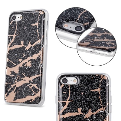 XIAOMI REDMI NOTE 8 PRO Etui Marble Stein Design Glitzer Muster Hülle Cover Case