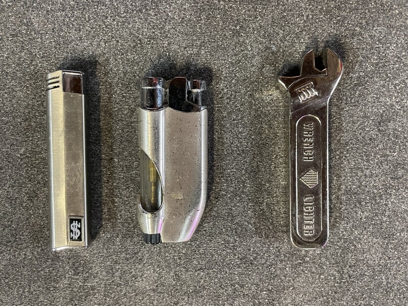 Novelty Lighters. Set Of Three. Pre-owned. Blemishes. See Photos For Wear.