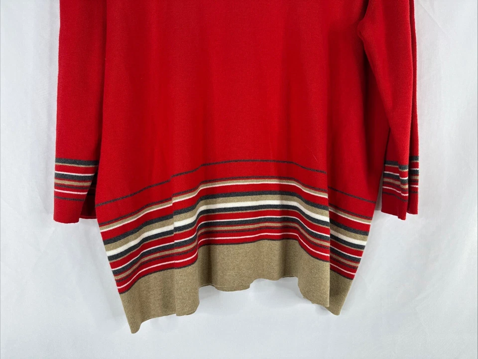 Suéter Pullover Liz Claiborne Mujer Talla Grande 2X Rayas Rojas Vacaciones Navidad Foto 4 de 4