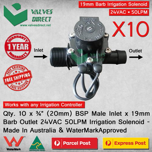 3/4" inch 20mm Inlet x 19mm Barb Outlet Irrigation Solenoid Valve 24V AC 50LPM - Bild 11 von 12