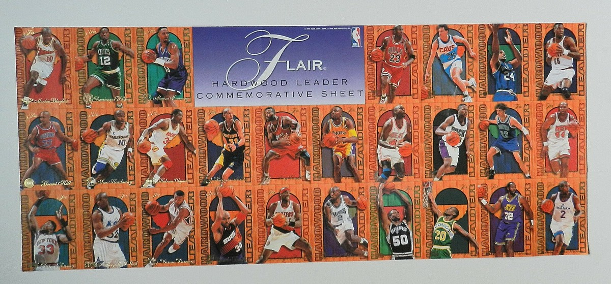 1995 FLEER FLAIR HARDWOOD LEADER COMMEMORATIVE SHEET BASKETBALL