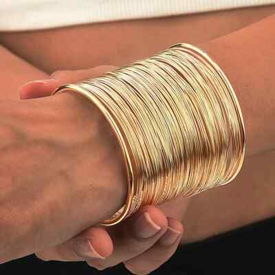 Armreif Statement Armband breiter Draht minimalistisch gold lang mehrlagig groß
