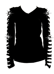 New-Bling-Bling-Long-Sleeve-Rhinestones-T-Shirt-with-Cut-Out-Ripped-Top-S-3X