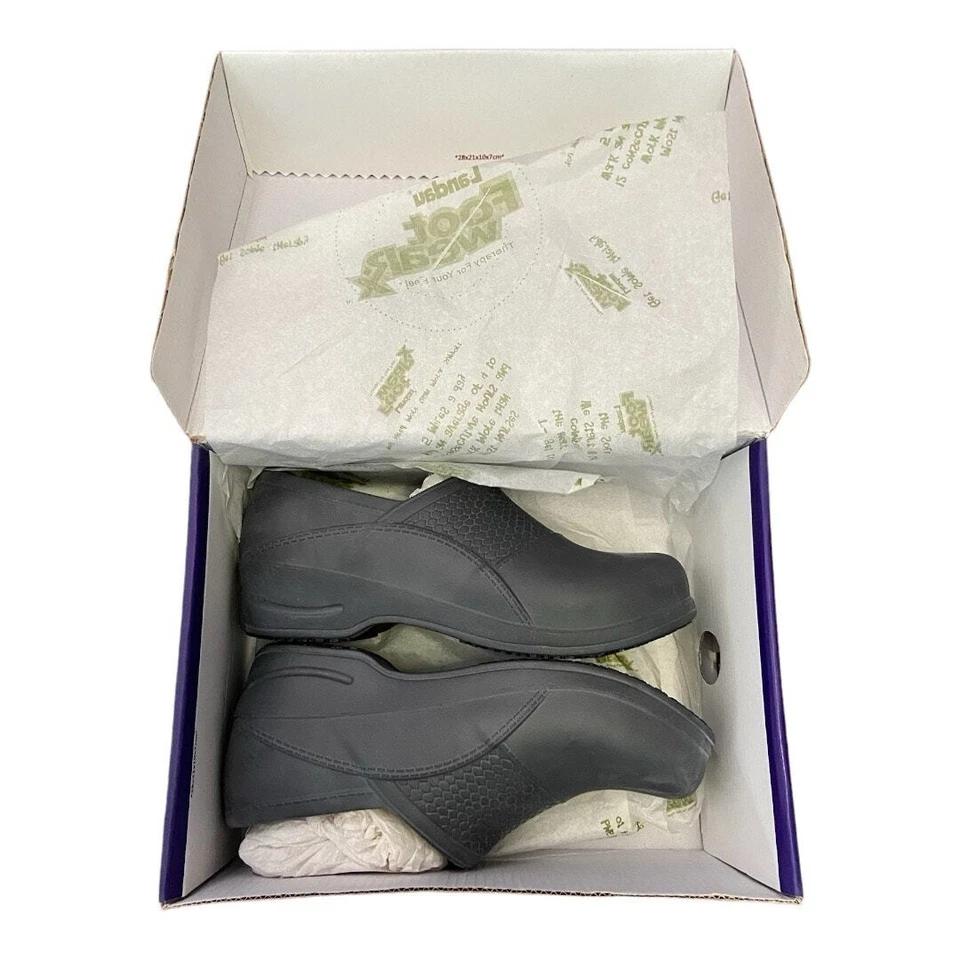 Zuecos cómodos de goma Landau FootwoRx Wild Terrain zapatos sin cordones gris oscuro talla 36 Foto 3 de 4