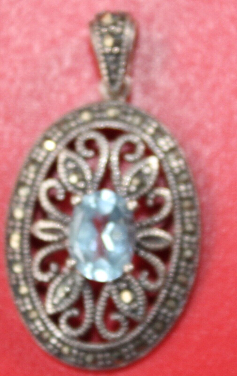 925 Blue Topaz Oval Pendant Beautiful And Good Co… - image 4