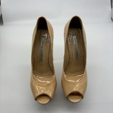 Gianmarco Lorenzi Nude Platform Geometric Cutout Patent Leather Heels Women’s