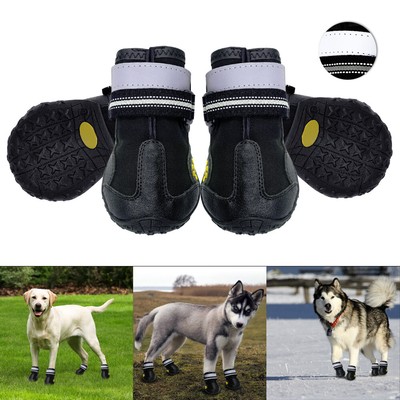 4pcs Small Medium Large Dog Shoes Boots Paw Protector Reflective Strip Anti-slip