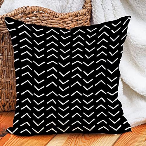 Boho Arrow 16x16 Inch Throw Pillow Cover 16" x 16" (Pack of 1) Black and White - Picture 2 of 3