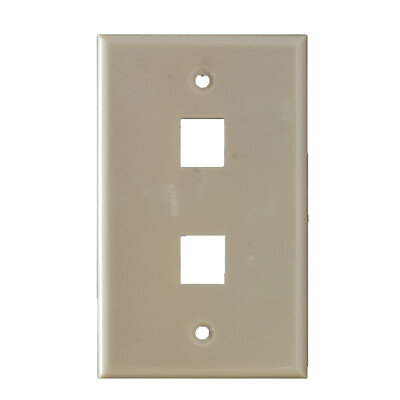 2 Port Keystone Jack Face Plate Cat5e Cat6 Coax Wall Plate in Ivory 50 Pack