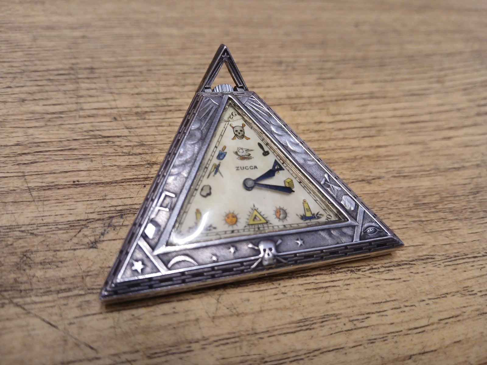 RARE ANTIQUE ZUCCA TRIANGLE TRIANGULAR MASONIC PO… - image 1